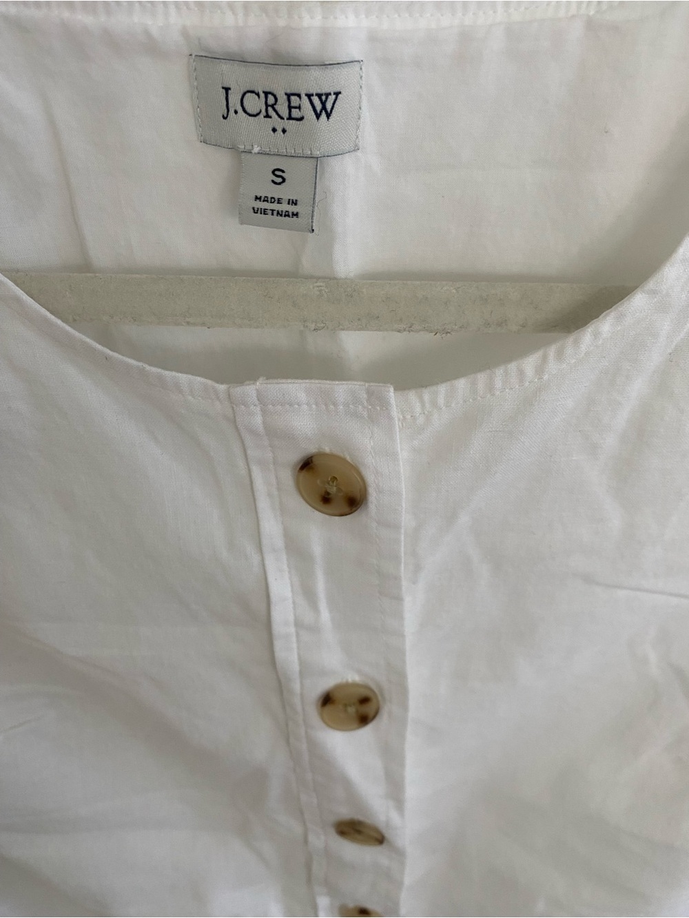 J. Crew White Button-Front Cotton Linen Tank with - Picture 3 of 6